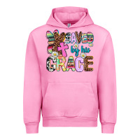 Fuchsia Pink saved by his grace Urban Hoodie - AdoDesignShop