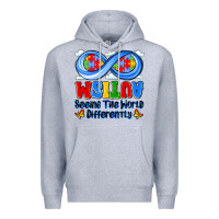 Heather Grey autism infinity seeing the world differently Premium Hoodie - JahusDesignShop