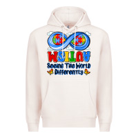 Pale Pink autism infinity seeing the world differently Premium Hoodie - JahusDesignShop