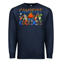 Navy campfire and cocktails Premium Sweatshirt - texasbilliewilder