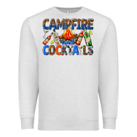 Oatmeal Heather campfire and cocktails Premium Sweatshirt - texasbilliewilder
