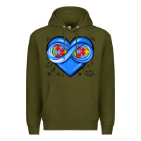 Army Green infinity heart autism awareness Premium Hoodie - JahusDesignShop