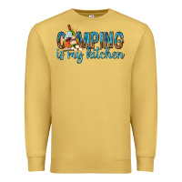 Antique Gold camping is my kitchen with wine Premium Sweatshirt - texasbilliewilder