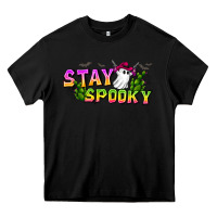 Black Stay Spooky Heavy Core Tee - CowhideDigitalArt