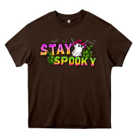 Chocolate Brown Stay Spooky Heavy Core Tee - CowhideDigitalArt