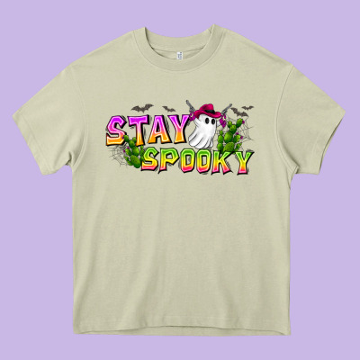 Stay Spooky Heavy Core Tee Designed By Cowhidedigitalart