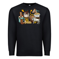 Black coffee cups horses Premium Sweatshirt - texasbilliewilder