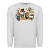 Dove Grey coffee cups horses Premium Sweatshirt - texasbilliewilder