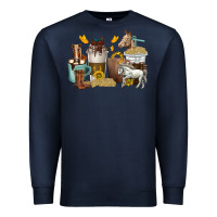 Navy coffee cups horses Premium Sweatshirt - texasbilliewilder
