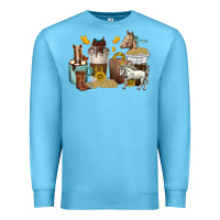 Ocean Blue coffee cups horses Premium Sweatshirt - texasbilliewilder