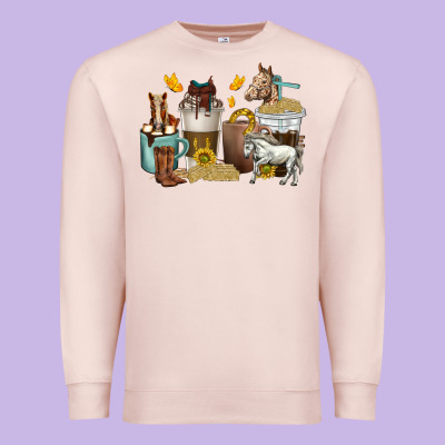 Premium Sweatshirt coffee cups horses