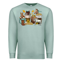 Seafoam coffee cups horses Premium Sweatshirt - texasbilliewilder