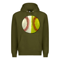 Army Green half baseball softball Premium Hoodie - JahusDesignShop