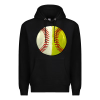 Black half baseball softball Premium Hoodie - JahusDesignShop