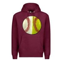Burgundy half baseball softball Premium Hoodie - JahusDesignShop