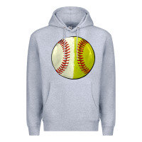 Heather Grey half baseball softball Premium Hoodie - JahusDesignShop
