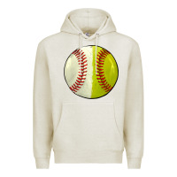 Oatmeal Heather half baseball softball Premium Hoodie - JahusDesignShop