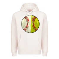 Pale Pink half baseball softball Premium Hoodie - JahusDesignShop