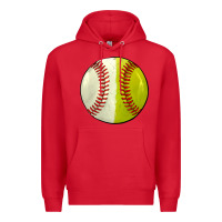 Red half baseball softball Premium Hoodie - JahusDesignShop
