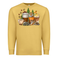 Antique Gold coffee cups tiger with coffee beans Premium Sweatshirt - texasbilliewilder