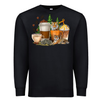 Black coffee cups tiger with coffee beans Premium Sweatshirt - texasbilliewilder
