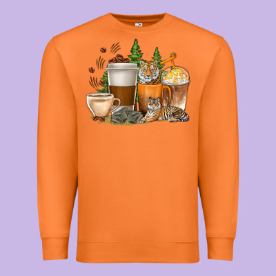 Premium Sweatshirt coffee cups tiger with coffee beans