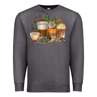 Charcoal Heather coffee cups tiger with coffee beans Premium Sweatshirt - texasbilliewilder
