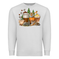 Dove Grey coffee cups tiger with coffee beans Premium Sweatshirt - texasbilliewilder