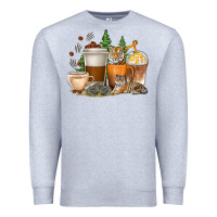 Heather Grey coffee cups tiger with coffee beans Premium Sweatshirt - texasbilliewilder