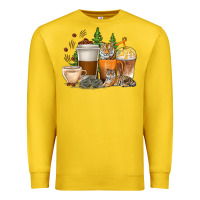 Lemon coffee cups tiger with coffee beans Premium Sweatshirt - texasbilliewilder