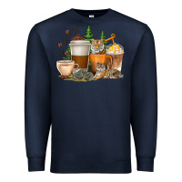 Navy coffee cups tiger with coffee beans Premium Sweatshirt - texasbilliewilder