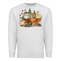 Oatmeal Heather coffee cups tiger with coffee beans Premium Sweatshirt - texasbilliewilder