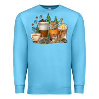Ocean Blue coffee cups tiger with coffee beans Premium Sweatshirt - texasbilliewilder