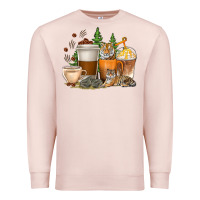 Pale Pink coffee cups tiger with coffee beans Premium Sweatshirt - texasbilliewilder