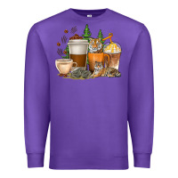 Purple coffee cups tiger with coffee beans Premium Sweatshirt - texasbilliewilder