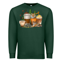 Sports Green coffee cups tiger with coffee beans Premium Sweatshirt - texasbilliewilder