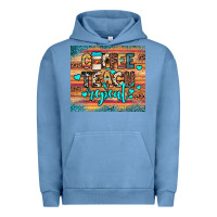Pigment Pebble Blue coffee teach repeat Urban Hoodie - JahusDesignShop