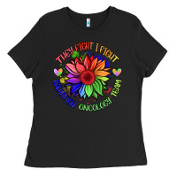 Black oncology team sunflower Ladies Tee - BarkalooDesign