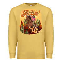 Antique Gold cowgirl actin up Premium Sweatshirt - texasbilliewilder