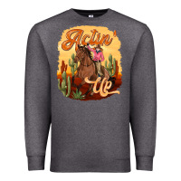 Charcoal Heather cowgirl actin up Premium Sweatshirt - texasbilliewilder