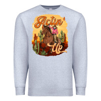 Heather Grey cowgirl actin up Premium Sweatshirt - texasbilliewilder