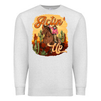 Oatmeal Heather cowgirl actin up Premium Sweatshirt - texasbilliewilder