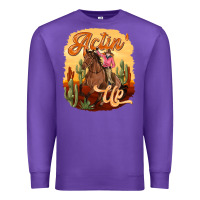 Purple cowgirl actin up Premium Sweatshirt - texasbilliewilder