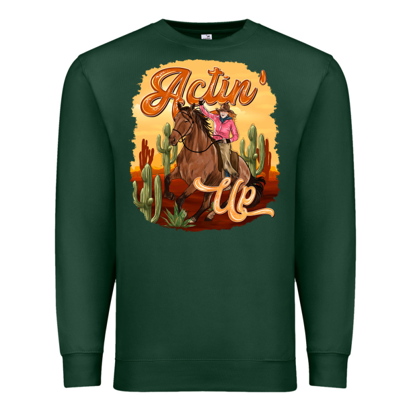 Cowgirl Actin Up Premium Sweatshirt by texasbilliewilder | Teevron