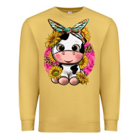 Antique Gold cut cow with sunflower and leopard  pink Premium Sweatshirt - texasbilliewilder