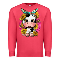 Cardinal cut cow with sunflower and leopard  pink Premium Sweatshirt - texasbilliewilder