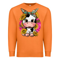 Carrot cut cow with sunflower and leopard  pink Premium Sweatshirt - texasbilliewilder
