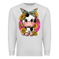 Dove Grey cut cow with sunflower and leopard  pink Premium Sweatshirt - texasbilliewilder
