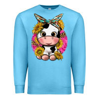 Ocean Blue cut cow with sunflower and leopard  pink Premium Sweatshirt - texasbilliewilder