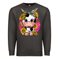 Smoke cut cow with sunflower and leopard  pink Premium Sweatshirt - texasbilliewilder